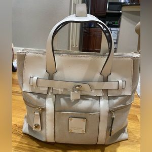 Ivory white Henri Bendel Jet Setter Backpack Gently used